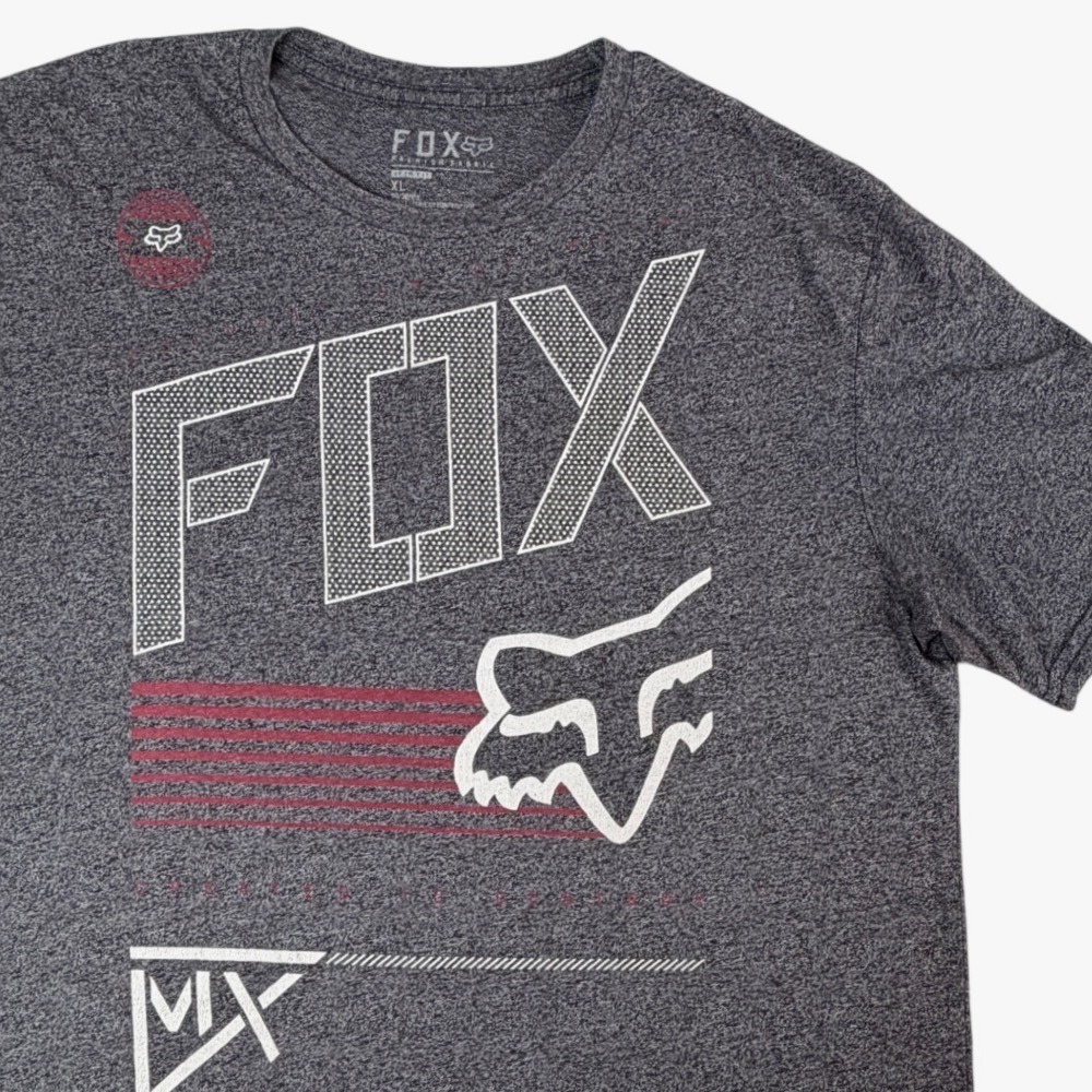 Fox Racing Mens XL Slim Fit Graphic T-Shirt Charcoal Heather Grey MX Logo Tee